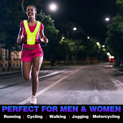 GoxRunx Reflective Running Vest Gear with Reflective Bands for Women Men Safety Reflective Vest for Walking Running Cycling at Night - 6