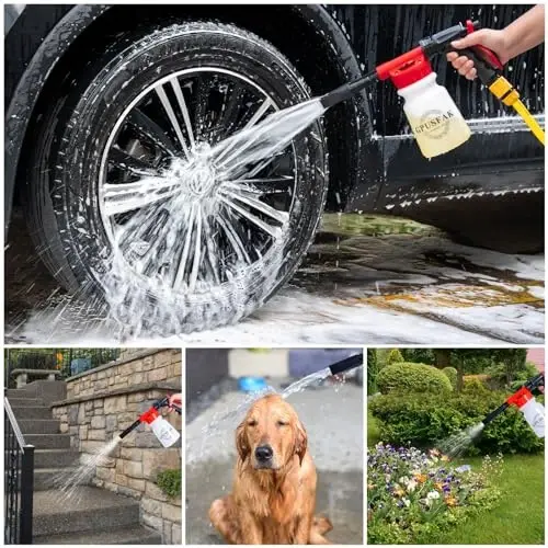 GPUSFAK 26Pcs Car Wash Cleaning Kit with Foam Gun Sprayer Detailing Brushes Window Water Scraper Tire Brush Towels Complete Interior Exterior Detailing Set for Car - 3