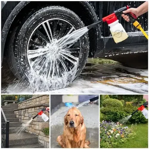 GPUSFAK 26Pcs Car Wash Cleaning Kit with Foam Gun Sprayer Detailing Brushes Window Water Scraper Tire Brush Towels Complete Interior Exterior Detailing Set for Car - 3