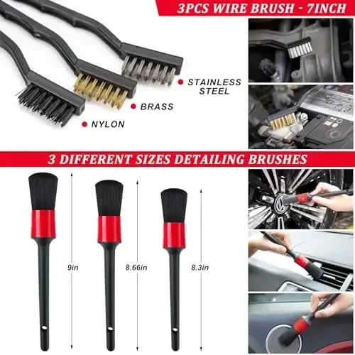 GPUSFAK 26Pcs Car Wash Cleaning Kit with Foam Gun Sprayer Detailing Brushes Window Water Scraper Tire Brush Towels Complete Interior Exterior Detailing Set for Car - 5