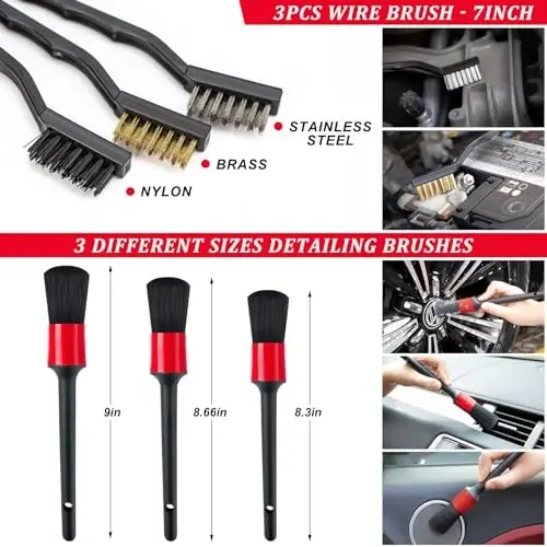 GPUSFAK 26Pcs Car Wash Cleaning Kit with Foam Gun Sprayer Detailing Brushes Window Water Scraper Tire Brush Towels Complete Interior Exterior Detailing Set for Car - 5