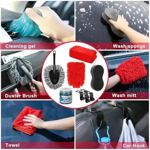 GPUSFAK 40Pcs Car Wash Cleaning Kit with Foam Gun Sprayer Detailing Brushes Wash Mop Windshield Cleaning Tool Tire Brush Towels Complete Interior Exterior Detailing Set for Car - 6