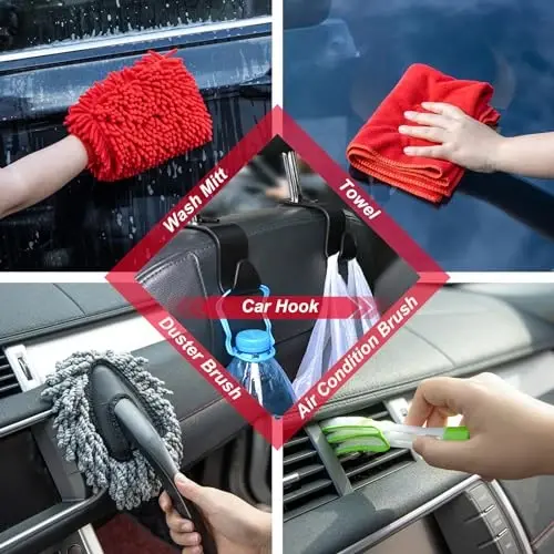 GPUSFAK 42Pcs Car Wash Cleaning Kit with Foam Gun Sprayer Detailing Brushes Car Vacuum Windshield Cleaning Tool Tire Brush Towels Complete Interior Exterior Detailing Set for Car - 7