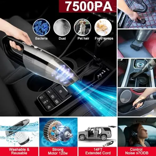 GPUSFAK 42Pcs Car Wash Cleaning Kit with Foam Gun Sprayer Detailing Brushes Car Vacuum Windshield Cleaning Tool Tire Brush Towels Complete Interior Exterior Detailing Set for Car - 2
