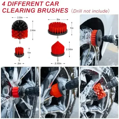 GPUSFAK 44Pcs Car Wash Cleaning Kit with Detailing Brushes Car Vacuum Drill Brush Set Collapsible Bucket Windshield Cleaning Tool Tire Brush Towels Complete Interior Exterior Detailing Set for Car - 3