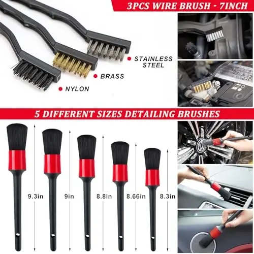 GPUSFAK 46Pcs Car Wash Cleaning Kit with Foam Gun Sprayer Detailing Brushes Car Vacuum Collapsible Bucket Windshield Cleaning Tool Tire Brush Towels Complete Interior Exterior Detailing Set for Car - 6