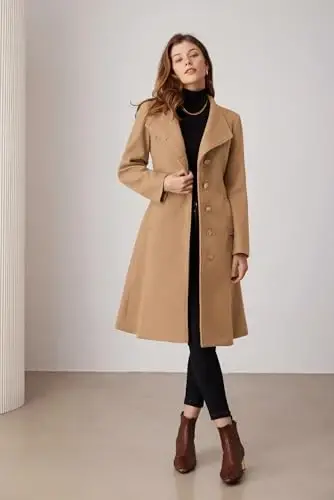 GRACE KARIN Womens Winter Coat 2024 Fall Casual Notch Lapel Single Breasted Belted Midi Peacoat with Pockets - 4