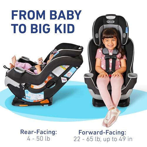 Graco Extend2Fit Dönüştürülebilir Bebek Oto Koltuğu, Arkalı ve İleri Yüzlü, Ek Bacak Mesafesi için Ayarlanabilir Uzatma Paneli, Gotham - 4