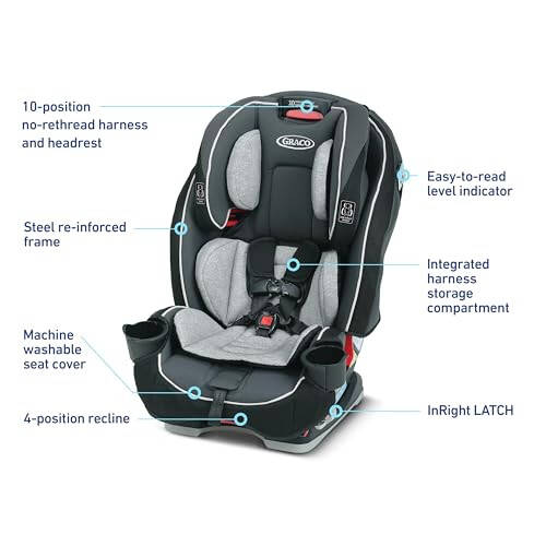 Graco SlimFit 3-in-1 Convertible Car Seat, Ultra-Space-Saving Design, Darcie, Suitable for Rear and Forward-Facing, Highback Booster Seat with 10-Position Headrest - 13