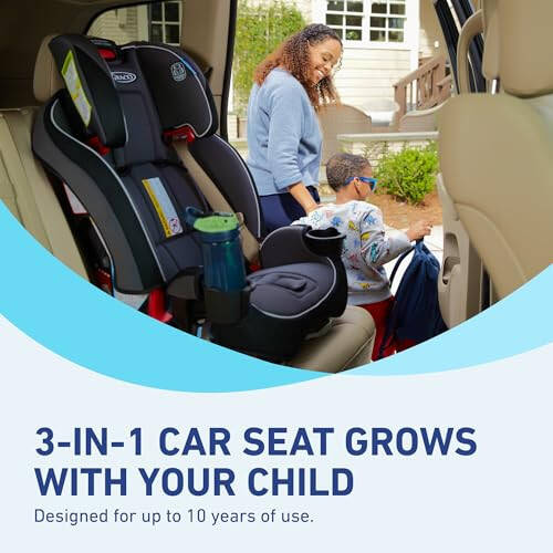 Graco SlimFit 3-in-1 Convertible Car Seat, Ultra-Space-Saving Design, Darcie, Suitable for Rear and Forward-Facing, Highback Booster Seat with 10-Position Headrest - 4