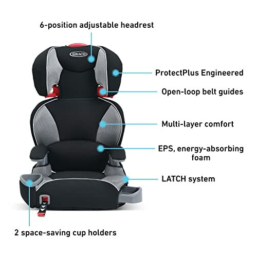 Graco TurboBooster LX Highback Booster Seat with Latch System, Matrix, 10.55 Pound - 6