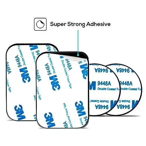GradCap Metal Plate for Magnetic Phone Mount - 4 Packs Universal Ultra Thin Black Metal Disc w/Strong 3M Adhesive Sticker - Replacement Accessory Kit - 2 Rectangle (1.75