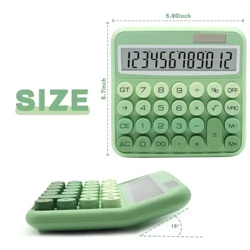 Gradient Green Calculator, UPIHO Standard Calculator 12 Digit with Large LCD Display and Big Buttons, Green Office Supplies for Women, Cute Desk Accessories for Office, School, Home, Business - 2