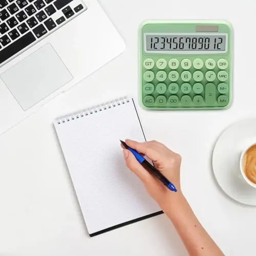 Gradient Yashil Kalkulyator, UPIHO Standart Kalkulyator 12 Xonali Katta LCD Displey va Katta Tugmalar bilan, Ayollar uchun Yashil Ofis Jihozlari, Ofis, Maktab, Uy, Biznes uchun Chiroyli Stol Aksessuarlari - 6