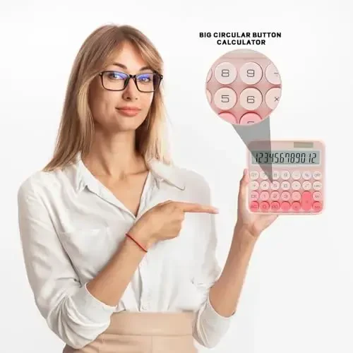 Градиентный розовый калькулятор, стандартный 12-разрядный калькулятор UPIHO с большим ЖК-дисплеем и большими кнопками, розовые канцелярские товары для женщин, милые настольные аксессуары для офиса, школы, дома, бизнеса - 4