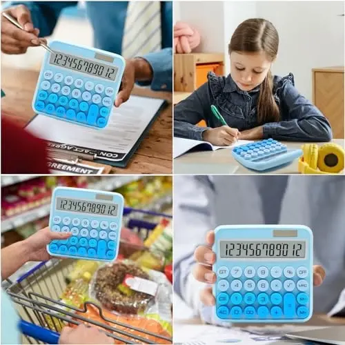 Gradient Blue Calculator, UPIHO Standard Calculator 12 Digit with Large LCD Display and Big Buttons,Blue Office Accessories for Women Desk, for Office,School, Home,Business - 7