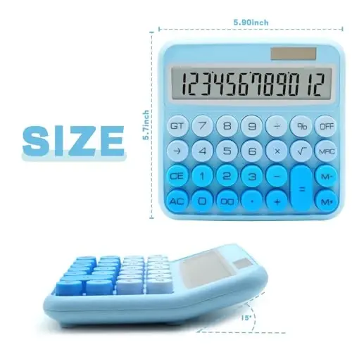 Gradient Blue Calculator, UPIHO Standard Calculator 12 Digit with Large LCD Display and Big Buttons,Blue Office Accessories for Women Desk, for Office,School, Home,Business - 2