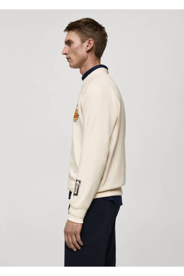 Grafik desenli pamuklu sweatshirt - 6