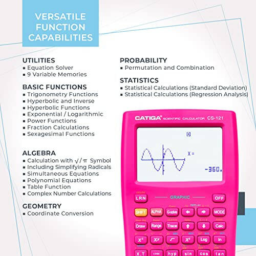 Grafik Fonksiyonlu Bilimsel Hesap Makinesi - Başlangıç ve İleri Düzey Öğrenciler, Lise veya Üniversite İçin Kullanımı Kolay Çoklu Modlar - 4