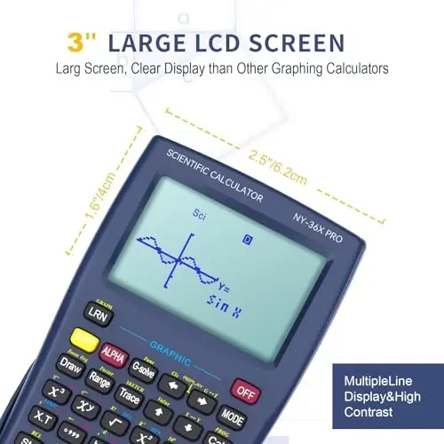 Scientific Calculators with Graphing Function, NEWYES 36X Pro Graphic Science Calculator 360 Functions for Middle and High School Supplies (Blue) - 3