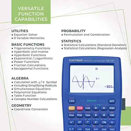 Scientific Calculator with Graphic Functions - Multiple Modes with Intuitive Interface - Perfect for Beginner and Advanced Courses, High School or College - 4