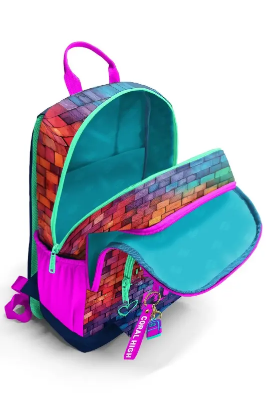 Grafit naqshli 3 talik SET Maktab ryukzagi - aralash g'isht - 4
