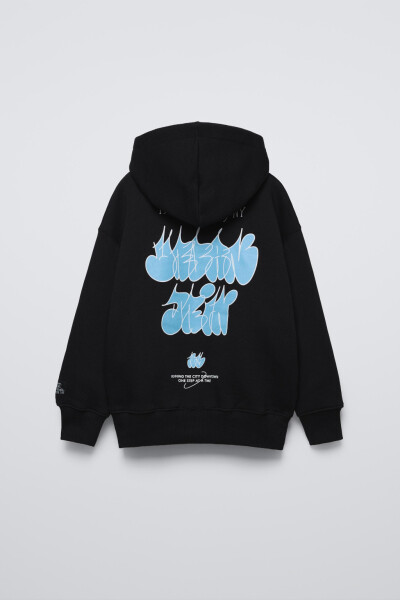 GRAFİTİ BASKILI KAPÜŞONLU SWEATSHIRT-Siyah - 4