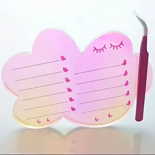 Grafting False Eyelash Acrylic Extension Pallet, Eyelash Extension Tweezers Plate Pad Makeup Palette Individual Training Tools Dazzling (Cloud-shaped A （5.51x3.94in）) - 3