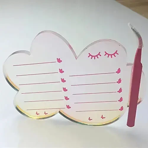 Grafting False Eyelash Acrylic Extension Pallet, Eyelash Extension Tweezers Plate Pad Makeup Palette Individual Training Tools Dazzling (Cloud-shaped A （5.51x3.94in）) - 5