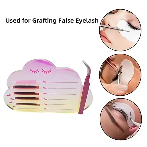 Grafting False Eyelash Acrylic Extension Pallet, Eyelash Extension Tweezers Plate Pad Makeup Palette Individual Training Tools Dazzling (Cloud-shaped C （5.9x3.94in）) - LIXIMMAZN (1)