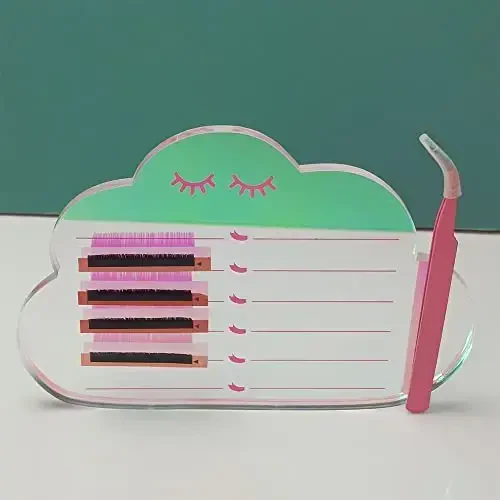 Grafting False Eyelash Acrylic Extension Pallet, Eyelash Extension Tweezers Plate Pad Makeup Palette Individual Training Tools Dazzling (Cloud-shaped C （5.9x3.94in）) - 4