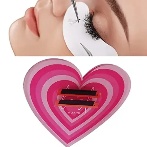 Grafting False Eyelash Acrylic Extension Pallet, Eyelash Extension Tweezers Plate Pad Makeup Palette Individual Training Tools (Heart-shaped（4.72x3.54inch）) - 4