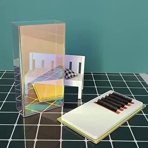 Grafting False Eyelash Acrylic Extension Pallet Organizer, Eyelash Extension Glue Tweezers Plate Makeup Palette, Dustproof Storage Box Display Training Tools Salon (Dazzling S with cover) - 6