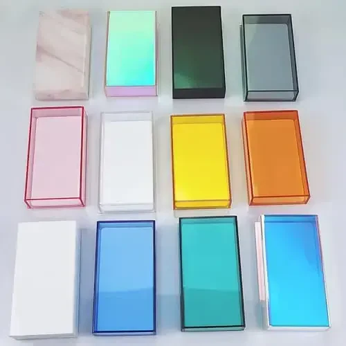 Grafting False Eyelash Acrylic Extension Pallet Organizer, Eyelash Extension Glue Tweezers Plate Makeup Palette, Dustproof Storage Box Display Training Tools Salon (Transparent Grey) - 4