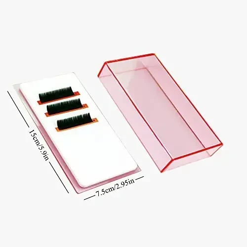 Grafting False Eyelash Acrylic Extension Pallet Organizer, Eyelash Extension Glue Tweezers Plate Makeup Palette, Dustproof Storage Box Display Training Tools Salon (Transparent Pink S) - 5
