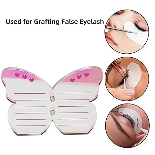 Grafting False Eyelash Acrylic Extension Pallet, Eyelash Extension Tweezers Plate Pad Makeup Palette Individual Training Tools Butterfly-shaped (Dazzling(5.9x3.9inch)) - LIXIMMAZN (1)