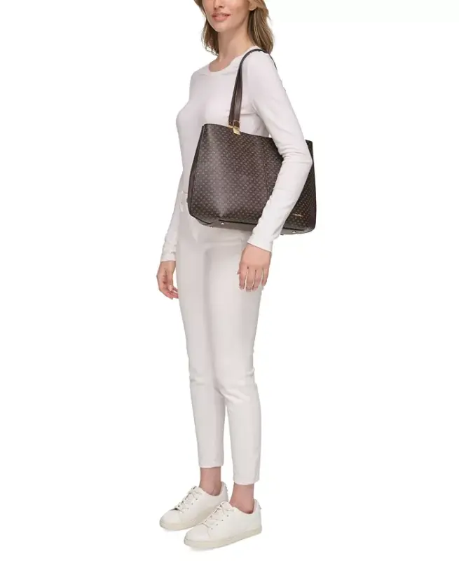 Granite Signature Triple Compartment Tote with Magnetic Snap - Brown Khaki - 7