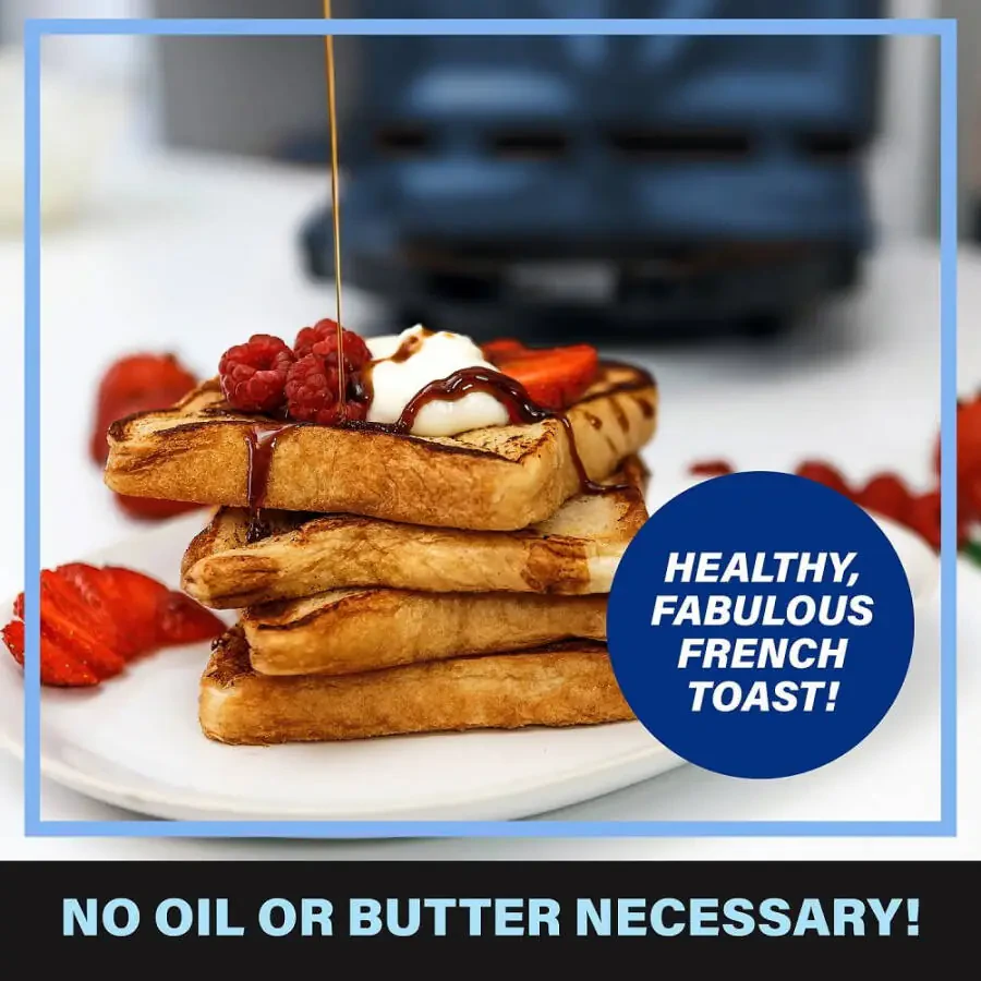 Granitestone Diamond Blue Sandwich Maker, Toaster and Electric Panini Grill with Ultra Nonstick Copper Surface Makes 2 Sandwiches in Minutes, Easy Clean up - 3