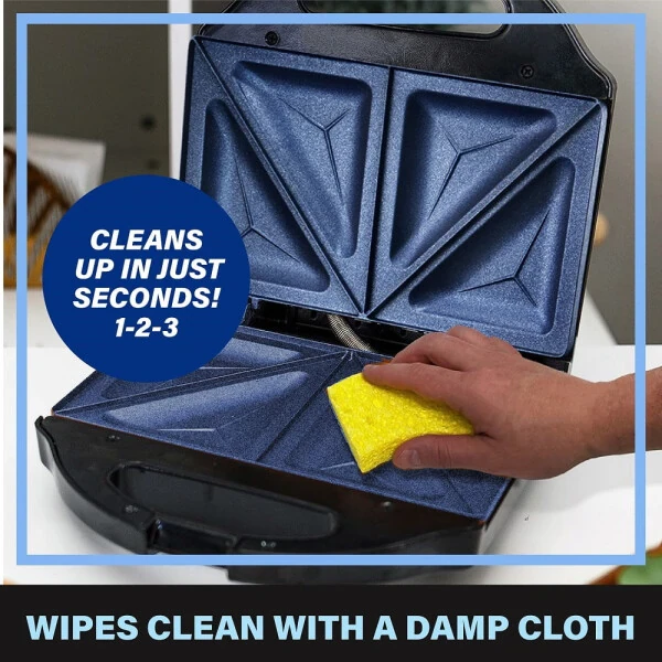 Granitestone Diamond Blue Sandwich Maker, Toaster and Electric Panini Grill with Ultra Nonstick Copper Surface Makes 2 Sandwiches in Minutes, Easy Clean up - 7