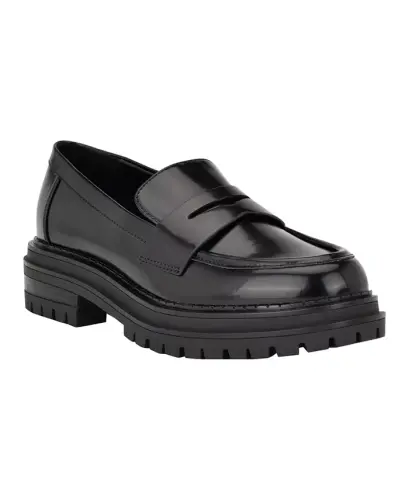 Women's Grant Lug Sole Penny Loafers - Black - 1