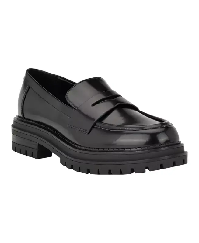Women's Grant Lug Sole Penny Loafers - Black - CALVIN KLEIN