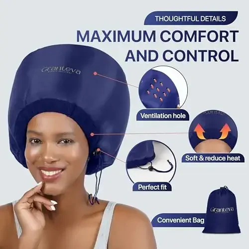 Granteva Hair Dryer Bonnet w/A Headband Integrated That Reduces Heat Around Ears & Neck - Blow Dryer AttacModazoneent for Hair Dryer, Speeds Up Drying Time - Modazone (1)