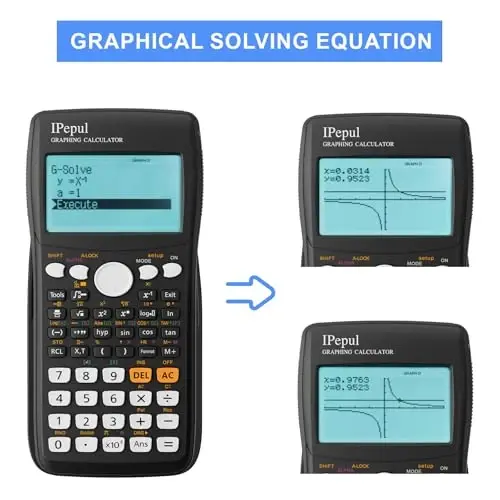 Graphing Calculator,IPepul Scientific Calculators 10 Modes /4 Graphing Functions,Desktop Math Calculator for College Students,School Supplies for Middle High School Teachers Office（Black） - 3