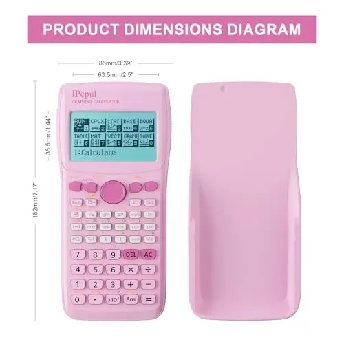 Graphing Calculator,IPepul Scientific Calculators 10 Modes /4 Graphing Functions,Desktop Math Calculator for College Students,School Supplies for Middle High School Teachers Office（Pink） - IPEPUL (1)