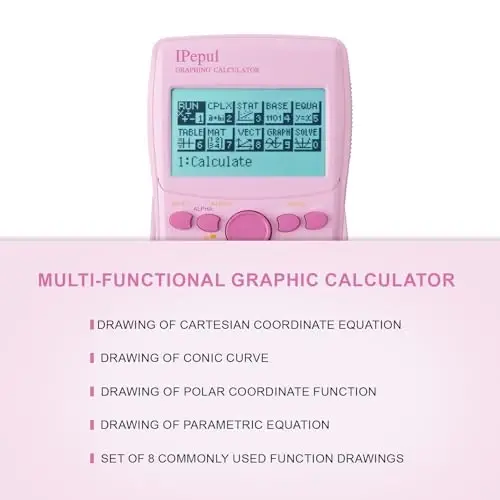 Graphing Calculator,IPepul Scientific Calculators 10 Modes /4 Graphing Functions,Desktop Math Calculator for College Students,School Supplies for Middle High School Teachers Office（Pink） - 5