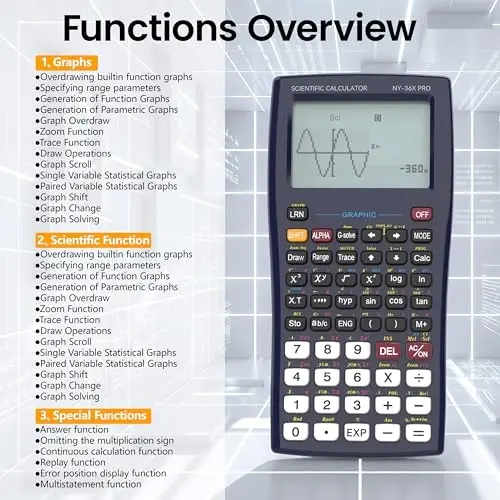 Graphing Scientific Calculators ROATEE 36X Pro Office Calculators for High School with 360 Functions Financial Calculator Desktop, 3-in 14 Digit Display Office Supplies for Student Teacher Engineer - 4