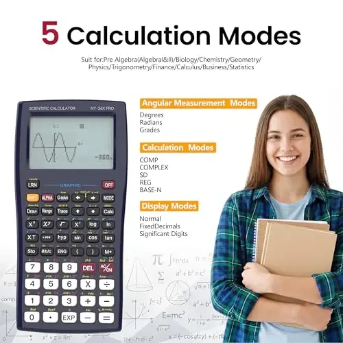 Graphing Scientific Calculators ROATEE 36X Pro Office Calculators for High School with 360 Functions Financial Calculator Desktop, 3-in 14 Digit Display Office Supplies for Student Teacher Engineer - 5