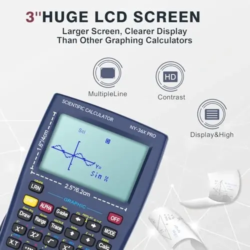 Graphing Scientific Calculators ROATEE 36X Pro Office Calculators for High School with 360 Functions Financial Calculator Desktop, 3-in 14 Digit Display Office Supplies for Student Teacher Engineer - 3