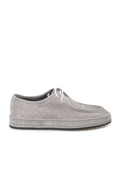 Gray 100% Leather Lace-Up Casual Suede Shoes - 6