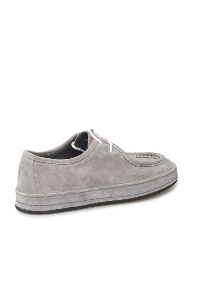 Gray 100% Leather Lace-Up Casual Suede Shoes - 8